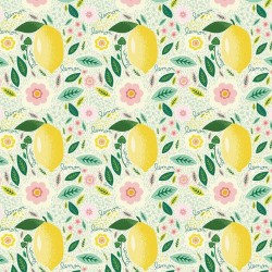 Cotton Fabric - Lemons with Light Background